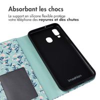 imoshion Étui de téléphone portefeuille Design Samsung Galaxy A40 - Bleu Flowers