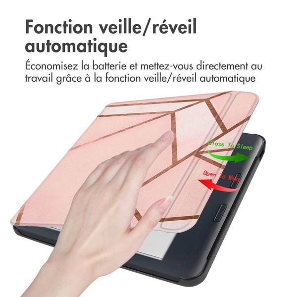 imoshion Design Slim Hard Sleepcover avec support Kobo Libra Colour - Pink Graphic