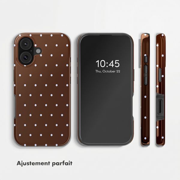 Selencia Coque arrière Vivid avec MagSafe Apple iPhone 16 - Happy Dots Chocolate