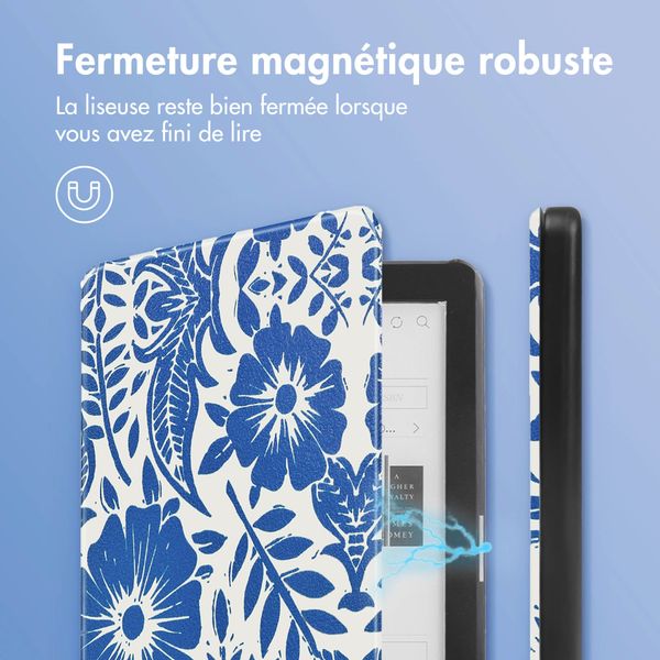 imoshion Design Slim Hard Case Sleepcover Kobo Clara HD - Flower Tile
