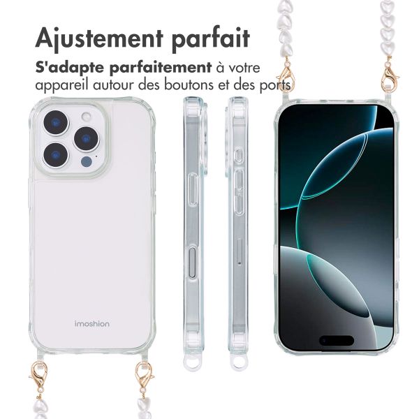 imoshion Coque avec dragonne + bracelet Apple iPhone 16 Pro - Perles Cœurs