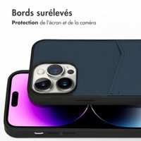 Accezz Coque en cuir de qualité supérieure avec fentes pour cartes Apple iPhone 14 Pro Max - Bleu foncé