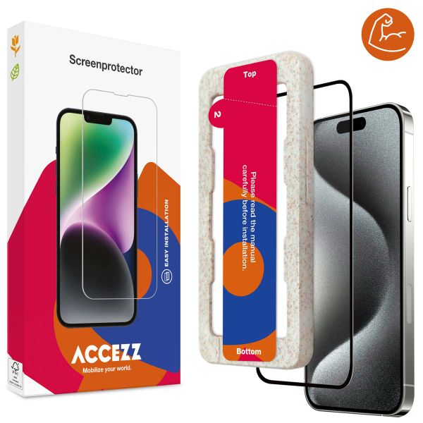 Accezz Protecteur d'écran intégral triple résistance avec applicateur iPhone 15 - Transparent