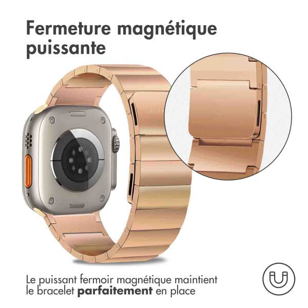 Selencia Bracelet magnétique en acier Apple Watch Series 1-10 / SE / Ultra (2) - 42/44/45/46/49 mm - Rosé Dorée