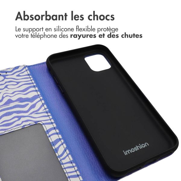 imoshion ﻿Étui de téléphone portefeuille Design iPhone 11 - White Blue Stripes