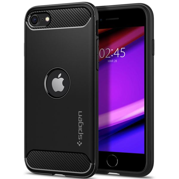 Spigen Coque Rugged Armor iPhone SE (2022 / 2020) - Noir