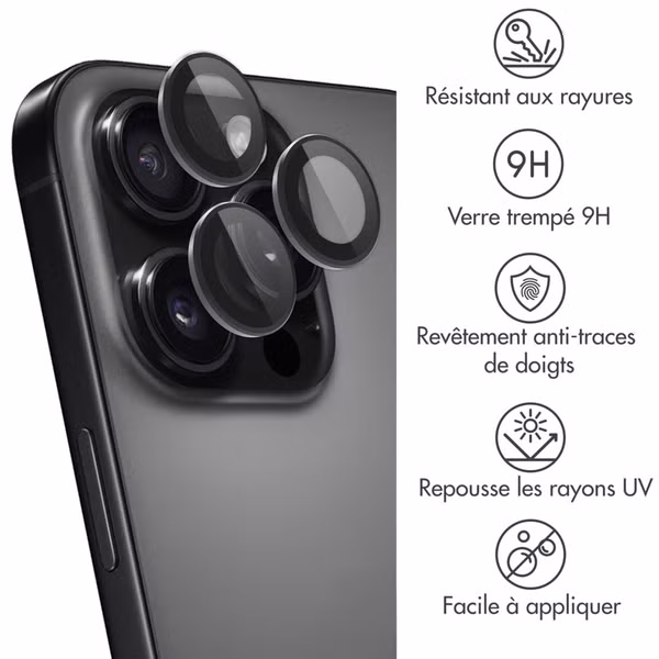 imoshion Lot de 2 protections d'objectif de caméra Apple iPhone 16 Pro / 16 Pro Max - Noir / Titanium