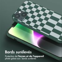 Selencia Coque design en silicone avec cordon amovible Apple iPhone 14 Plus - Irregular Check Green