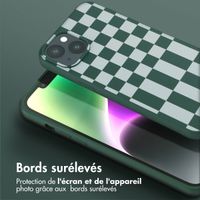 Selencia ﻿Coque design en silicone avec cordon amovible iPhone 14 Plus - Irregular Check Green