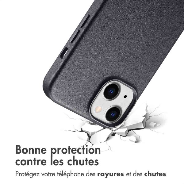 Accezz Coque arrière en cuir avec MagSafe Apple iPhone 14 - Onyx Black