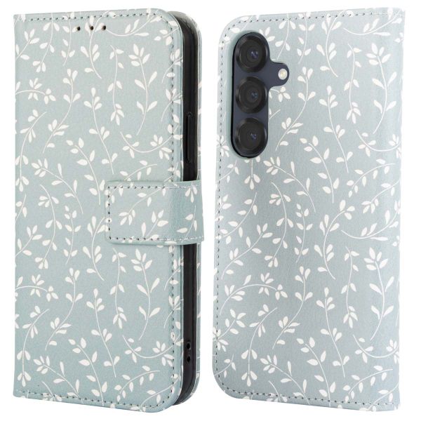 imoshion Étui de téléphone portefeuille Design Samsung Galaxy S25 - Smoke Green Flowers