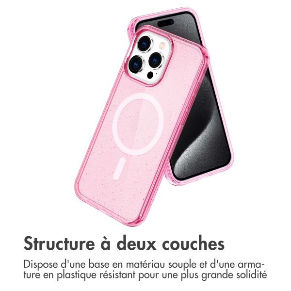 imoshion Coque Pailletée avec MagSafe Apple iPhone 15 Pro - Paillettes Rose