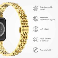 Selencia Bracelet en acier slim style Jubilee Apple Watch Series 1 t/m 9 / SE (38/40/41 mm) | Series 10 / 11 (42 mm) - Doré