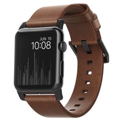 Nomad Bracelet moderne en cuir Apple Watch Series 1 t/m 11 / SE / Ultra (44/45/46/49 mm) - Brown / Black