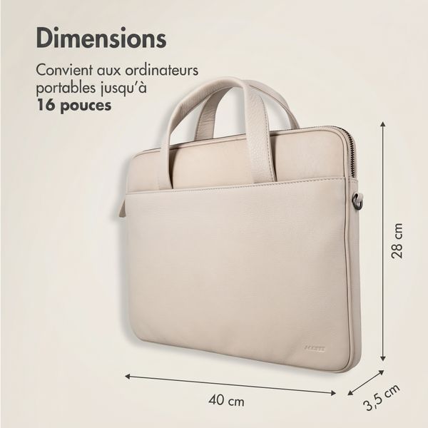 Accezz Leather Sac ordinateur 16 pouces - Beige