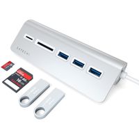 Satechi Hub USB de bureau en aluminium | USB-C vers 3x USB-A et lecteur de carte (Micro)SD - Argent