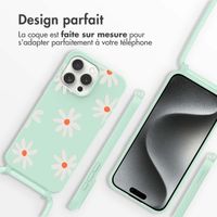 imoshion Coque design en silicone avec cordon Apple iPhone 15 Pro - Green Flower Distance