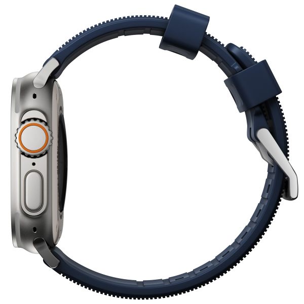 Nomad Bracelet robuste FKM Apple Watch Series 1 t/m 11 / SE / Ultra (44/45/46/49 mm) - Argent / Bleu