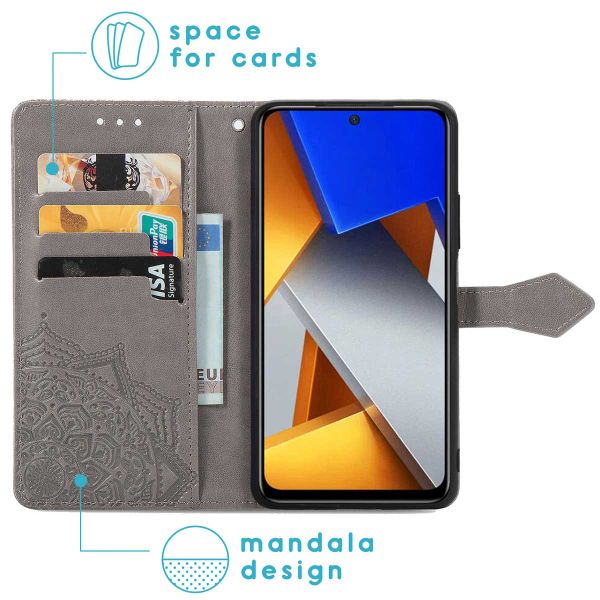 imoshion Etui de téléphone portefeuille Mandala Xiaomi Poco M4 Pro 5G - Gris