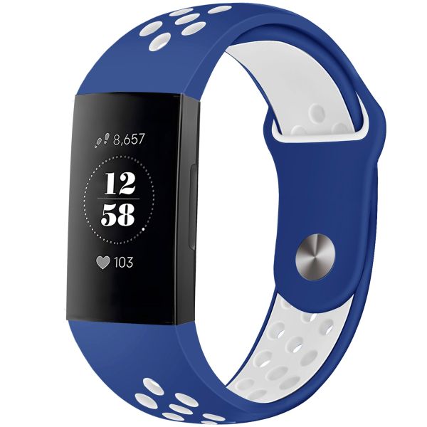 imoshion Bracelet sportif en silicone Fitbit Charge 3  /  4 - Bleu / Blanc