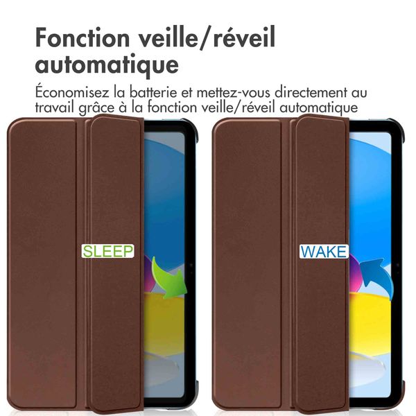 imoshion Coque tablette Trifold iPad 10 (2022) 10.9 pouces - Brun