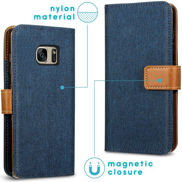 imoshion Étui de téléphone portefeuille Canvas Luxe Galaxy S7 - Bleu