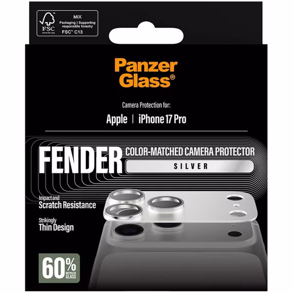 PanzerGlass Fender Protection Caméra iPhone 17 Pro - Silver