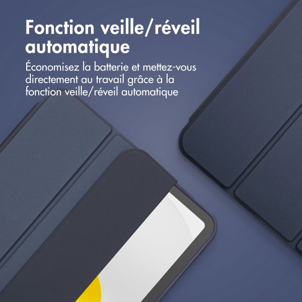 Accezz Coque tablette portefeuille Smart Silicone Apple iPad 11 (2025) 11 pouces A16 / iPad 10 (2022) 10.9 pouces - Bleu foncé