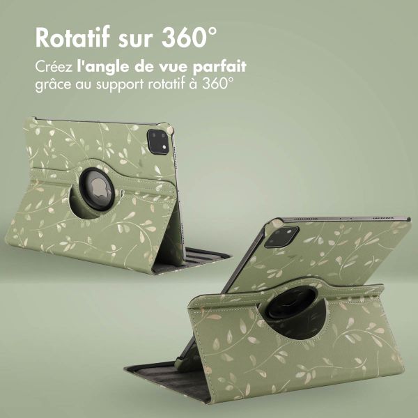 imoshion Coque tablette Design rotatif à 360° Apple iPad Pro 11 (2025) M5 / (2024) M4 - Green Flowers