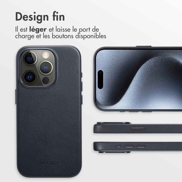 Accezz Coque arrière en cuir avec MagSafe Apple iPhone 15 Pro - Onyx Black