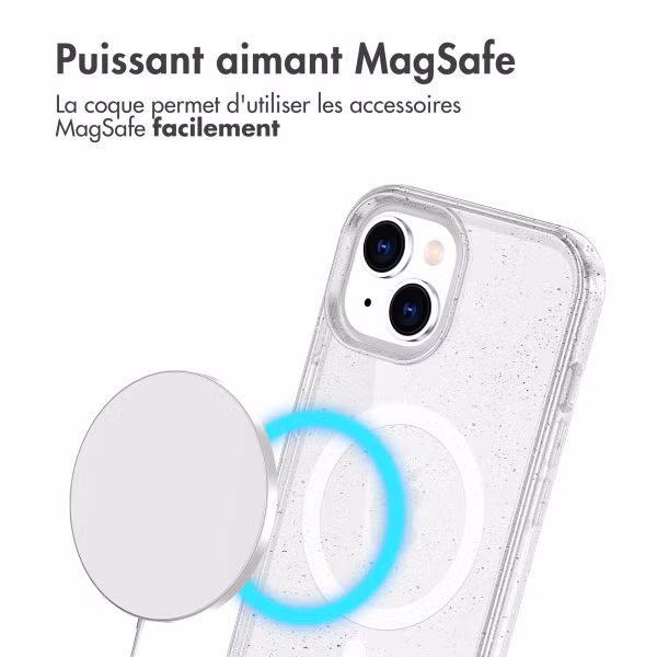 imoshion Coque Pailletée avec MagSafe Apple iPhone 15 - Paillettes Transparent