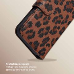 Selencia Étui de télephone portefeuille imprimé léopard Sabi Apple iPhone 17e / 16e - Mocha Brown
