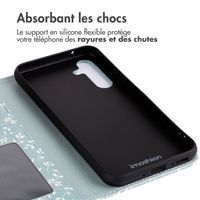 imoshion Étui de télephone portefeuille Design Samsung Galaxy A54 (5G) - Smoke Green Flowers