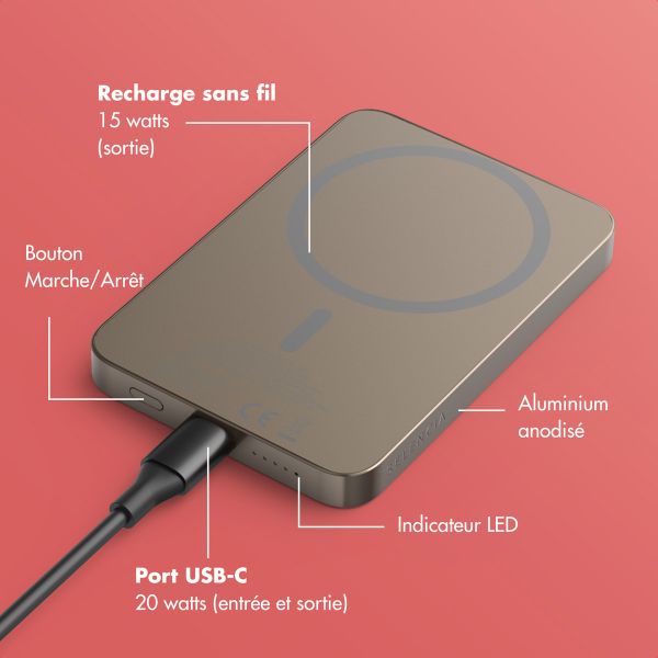 Selencia Powerbank Vivid 5 000 mAh - MagSafe et Qi2 - Desert Gold / Rosy Marble
