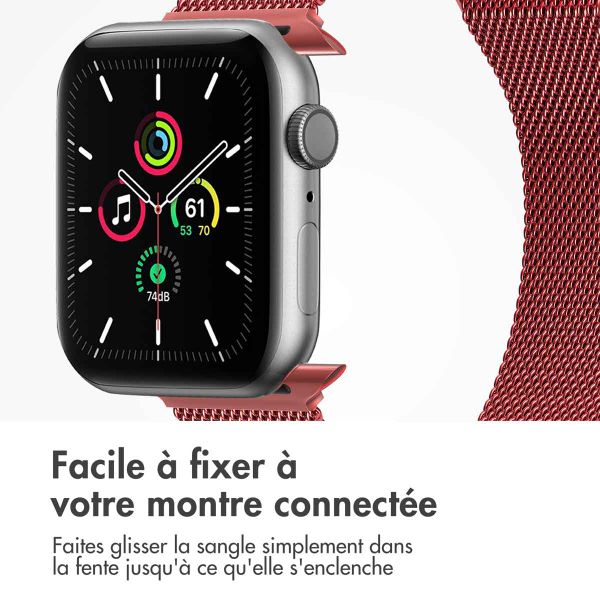 imoshion Bracelet magnétique milanais Apple Watch Series 1 - 9 / SE (38/40/41 mm) | Series 10 / 11 (42 mm) - Taille M - Rouge