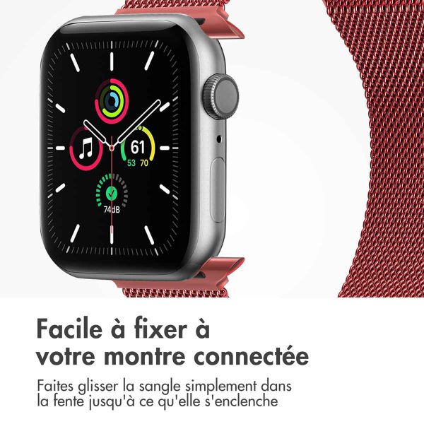 imoshion Bracelet magnétique milanais Apple Watch Series 1 á 9 / SE (38/40/41 mm) | Series 10 (42 mm) - Taille M - Rouge