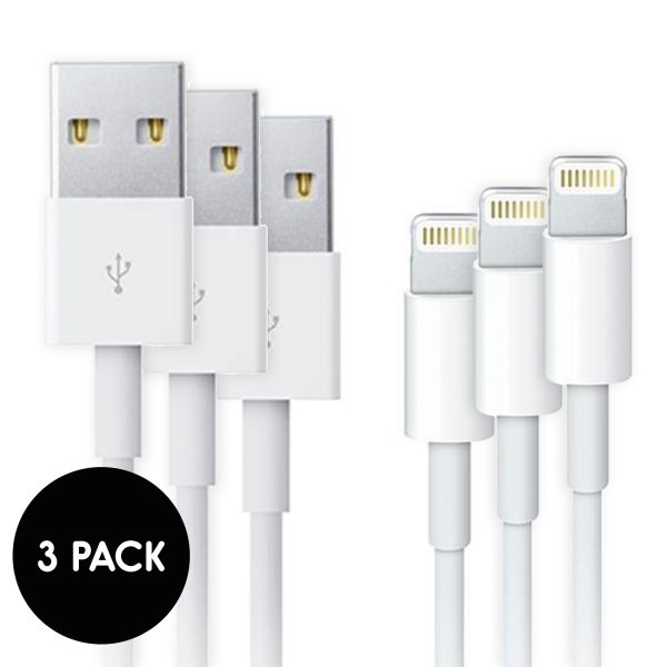 3 x Câble Lightning vers câble USB - 1 mètre - Blanc