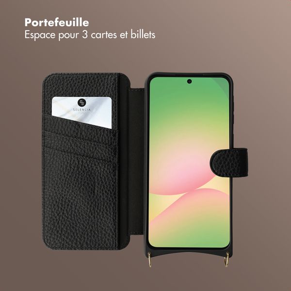 Selencia Étui Riva avec MagSafe et cordon de téléphone Samsung Galaxy A57 (5G) - Noir