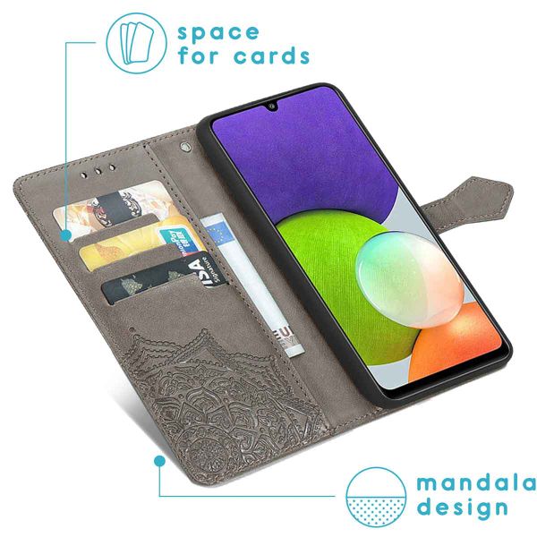 imoshion Etui de téléphone portefeuille Mandala Samsung Galaxy M22 / A22 (4G) - Gris