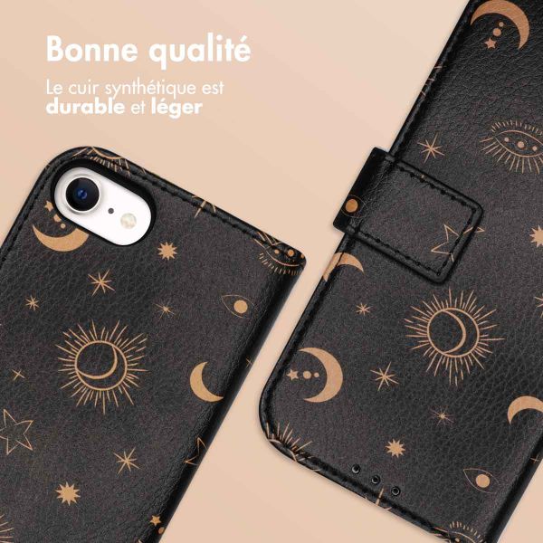 imoshion Étui de télephone portefeuille Design Apple iPhone SE (2022 / 2020) / 8 / 7 / 6(s) - Sky Black