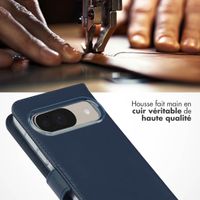 Selencia Étui portefeuille en cuir véritable Google Pixel 10 / 10 Pro - Blauw