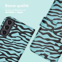 imoshion Étui de télephone portefeuille Design Samsung Galaxy S21 - Black Blue Stripes