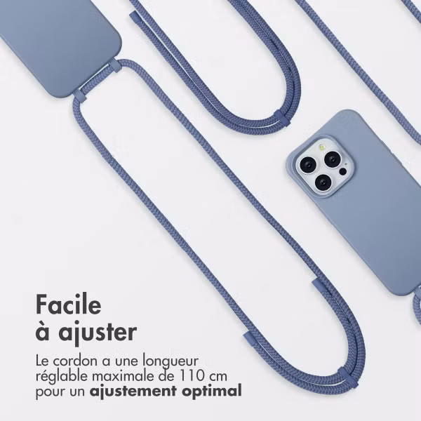 imoshion Coque arrière Color avec cordon amovible et MagSafe Apple iPhone 14 Pro - Ash Blue