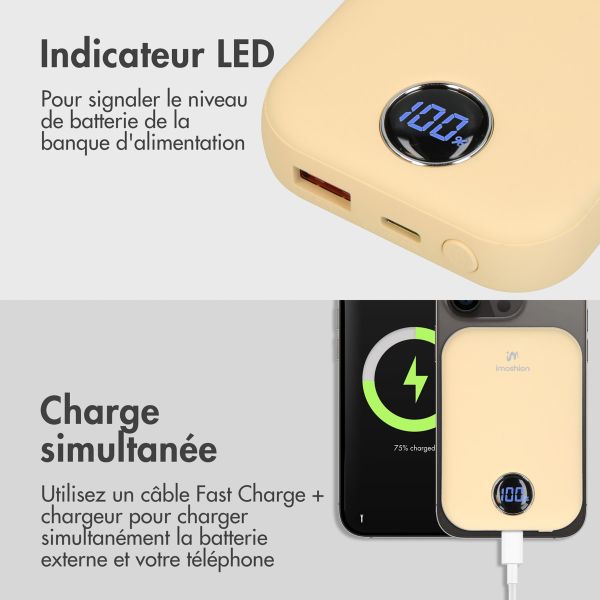 imoshion Batterie externe MagSafe - 10.000 mAh - Batterie externe sans fil - Jaune