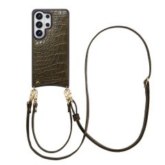 Selencia Coque de télephone Nova Croco avec cordon et porte-cartes Samsung Galaxy S26 Ultra - Dark Olive