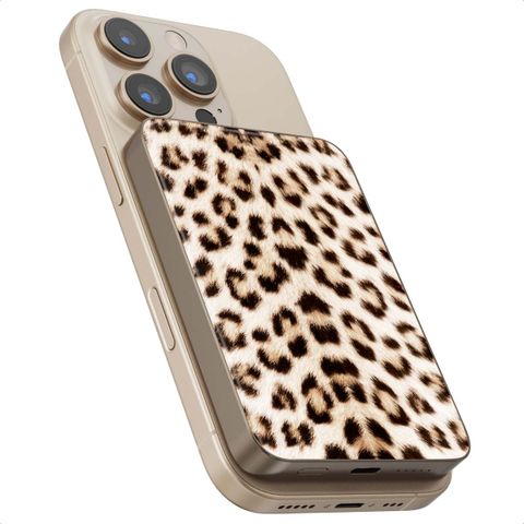 Selencia Powerbank Vivid 5 000 mAh - MagSafe et Qi2 - Desert Gold / Leopard