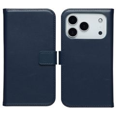 Selencia Étui portefeuille en cuir véritable Apple iPhone 17 Pro - Blauw