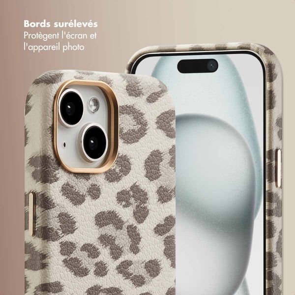 Selencia Coque Sabi imprimé panthère avec MagSafe Apple iPhone 15 - Soft Ivory
