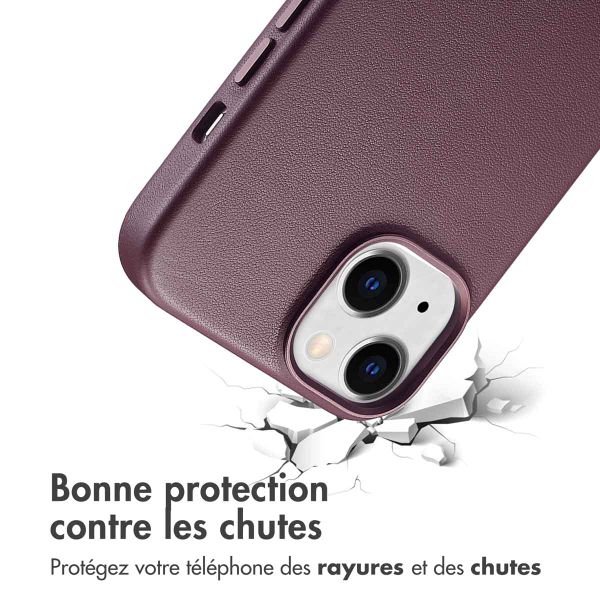 Accezz Coque arrière en cuir avec MagSafe Apple iPhone 14 - Heath Purple