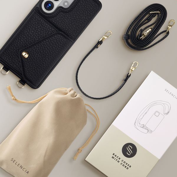 Selencia Coque de télephone Sera avec cordon et porte-cartes enveloppe Samsung Galaxy S26 Ultra - Noir
